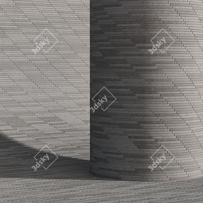 Beige Long Brick Cladding Kit 3D model image 5