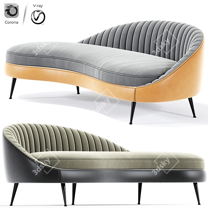 Curved Sand Sofa Set 3D model image 1