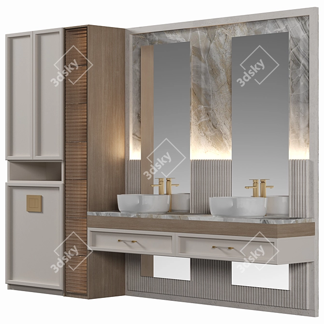 Modern Wood Hallway Composition 3D model image 1