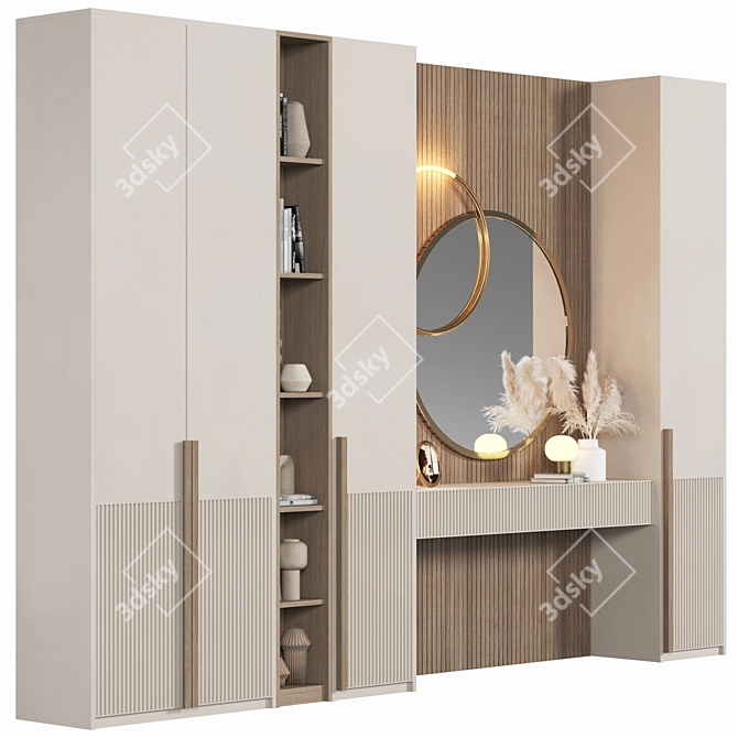Modern Wood Hallway Composition 3D model image 5