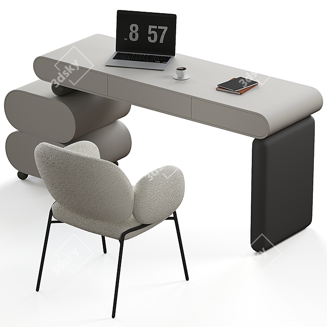 Modern Office Desk Set 2014 3D model image 1