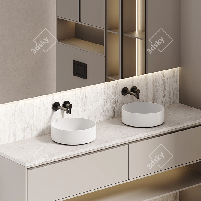 Modern Bathroom Furniture Set 3D model image 4