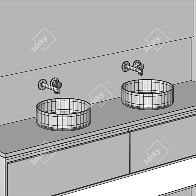 Modern Bathroom Furniture Set 3D model image 11