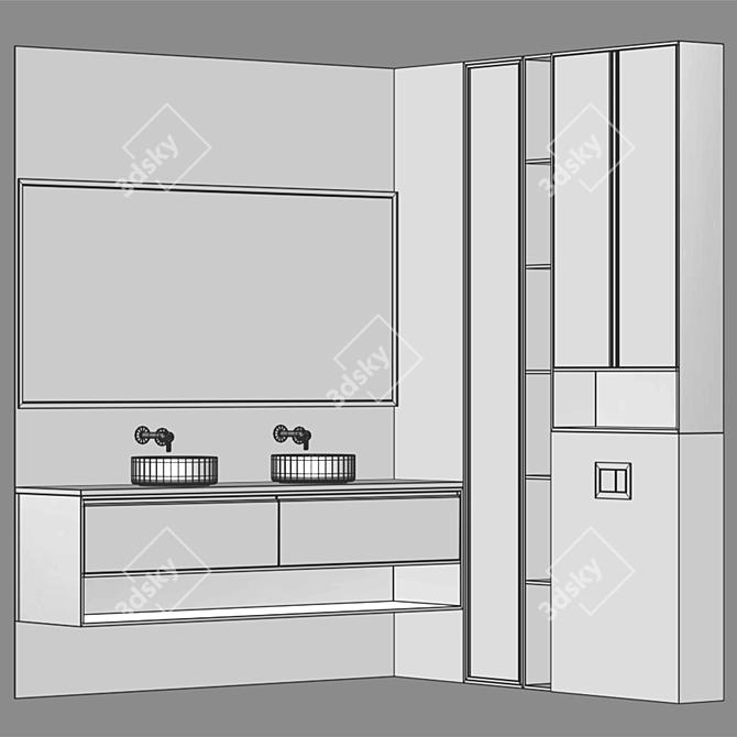 Modern Bathroom Furniture Set 3D model image 12