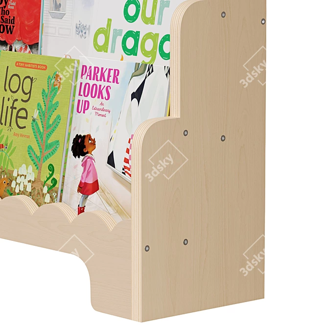 Montessori Wooden Kids Bookshelf 3D model image 4