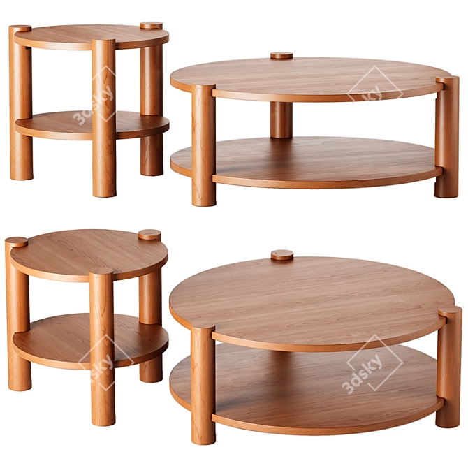 LUNDEN Modern Coffee Accent Tables 3D model image 2