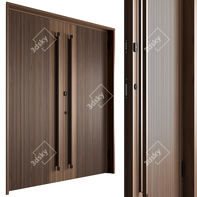 Rustic Wood Entry Door 3D model image 2