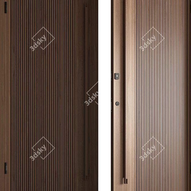 Rustic Wood Entry Door 3D model image 4