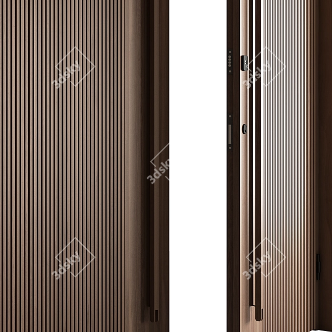 Rustic Wood Entry Door 3D model image 5