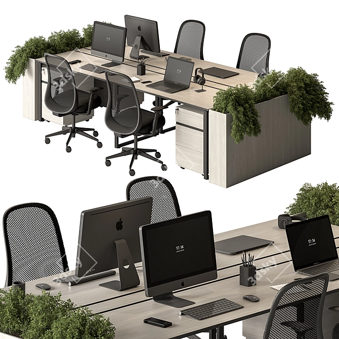Modern Office Employee Furniture Set 3D model image 2