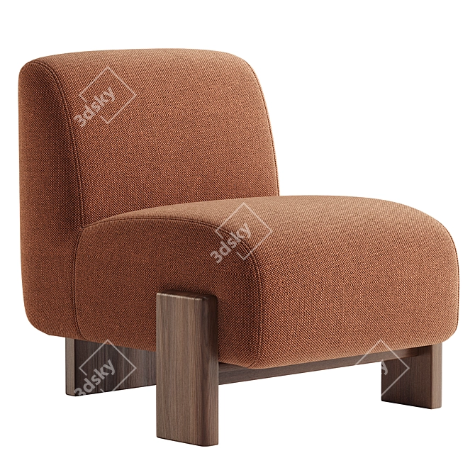 Rust Slipper Chair: Classic Elegance 3D model image 2