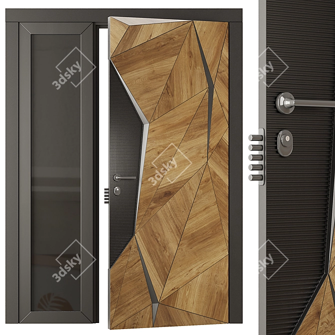 Modern Entrance Door Set60 3D model image 1