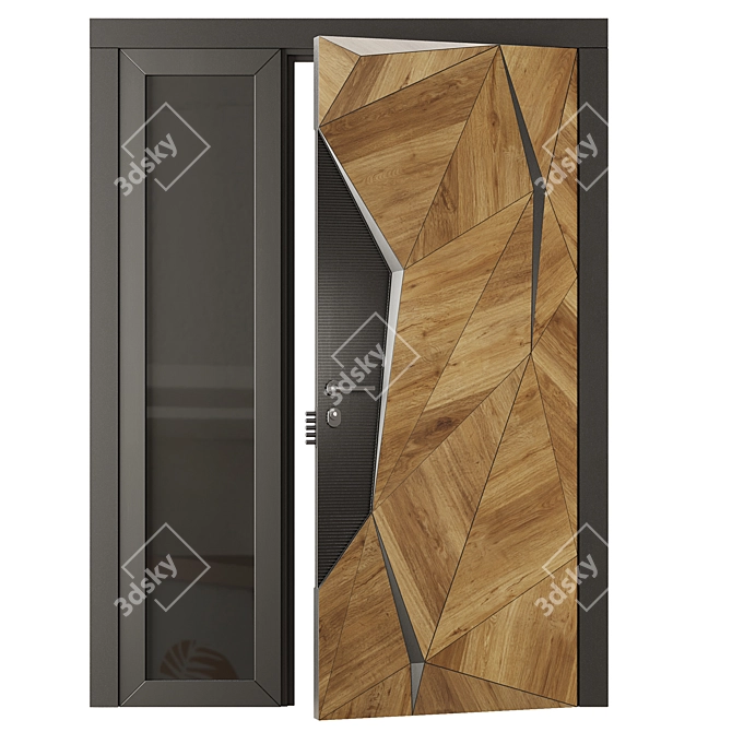 Modern Entrance Door Set60 3D model image 2