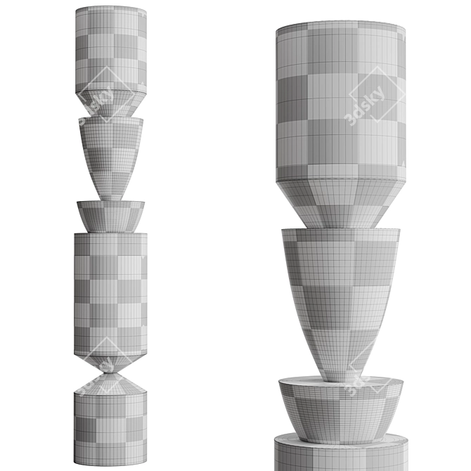 Modern Totem Sculpture Decor Piece 3D model image 5