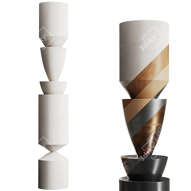 Modern Totem Sculpture Decor Piece 3D model image 16