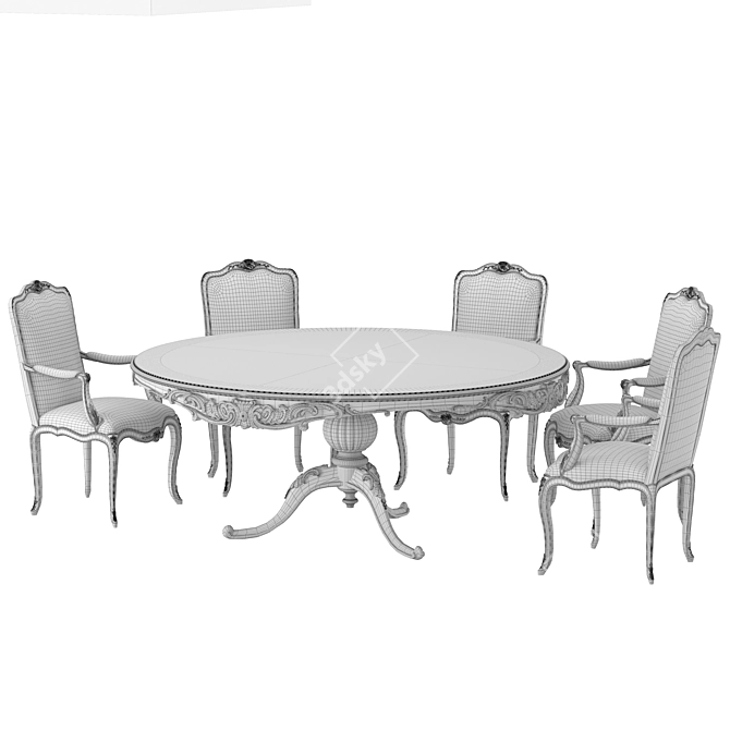 Luxury Round Table Chair Set 3D model image 4