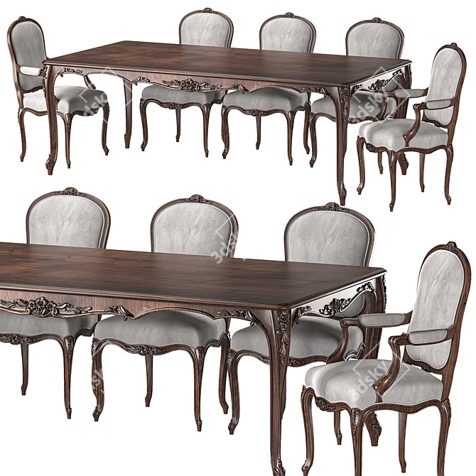 Artful Table and Chair Set 3D model image 1