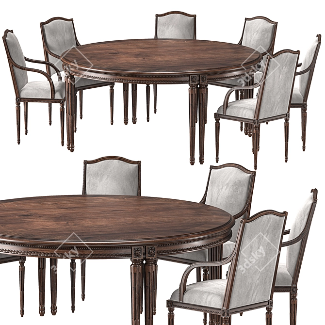 Elegant Round Table Set Art 3D model image 1