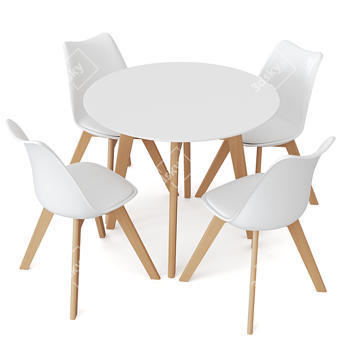 Fran-4 Chair + Target Round Table 3D model image 2