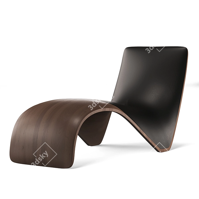 Walnut Leather Lounge Chair 3D model image 1