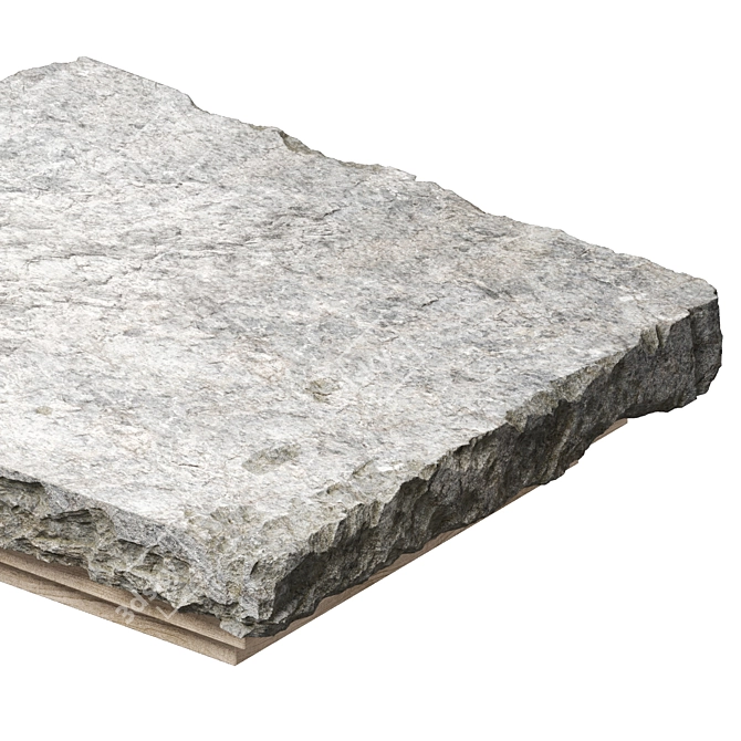 Handcrafted Stone Wood Table 3D model image 2