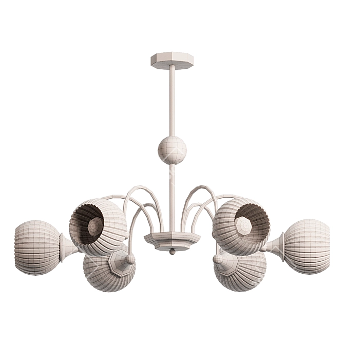 Elegant Glass Ribbed Chandelier 3D model image 2