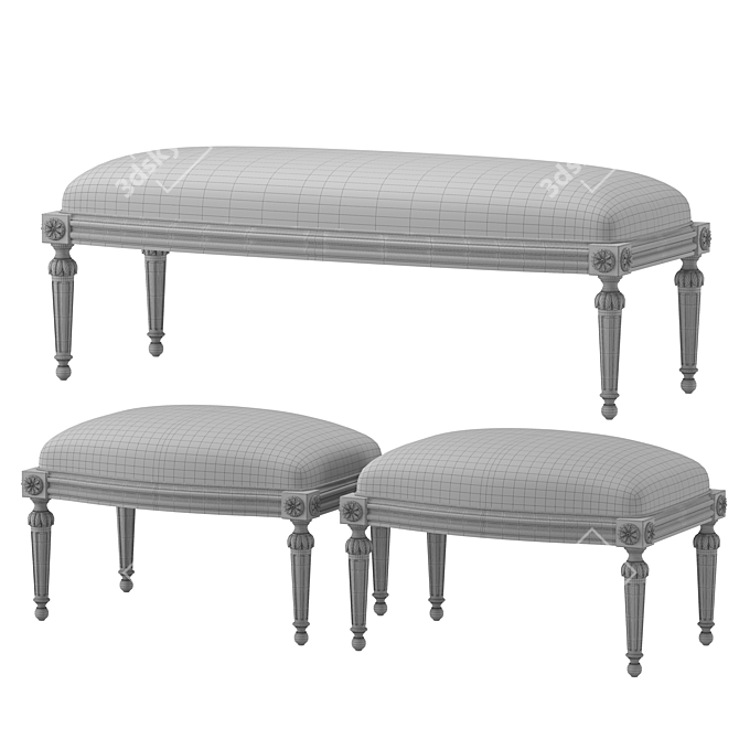 Ebanista Baladin Bench Set 3D model image 4