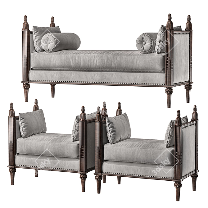 Ebanista Villandry Upholstered Bench 3D model image 1