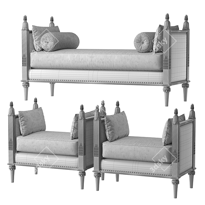 Ebanista Villandry Upholstered Bench 3D model image 4