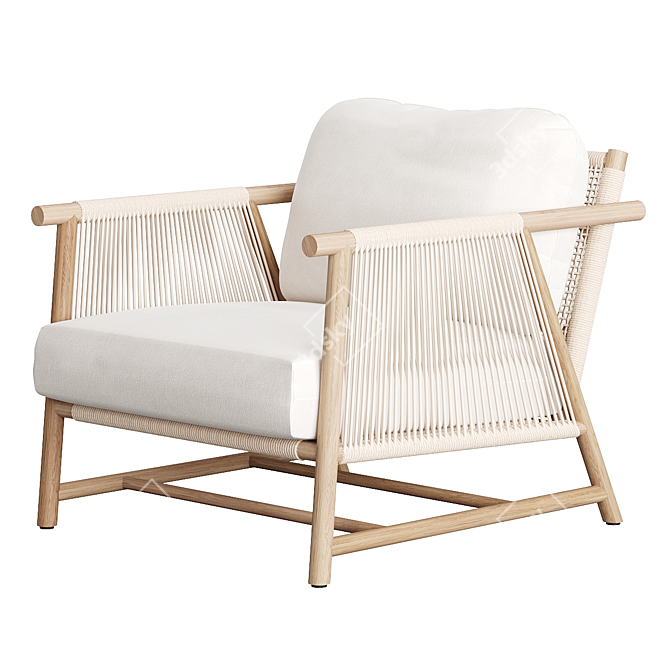Coastal Teak Lounge Chair 3D model image 1