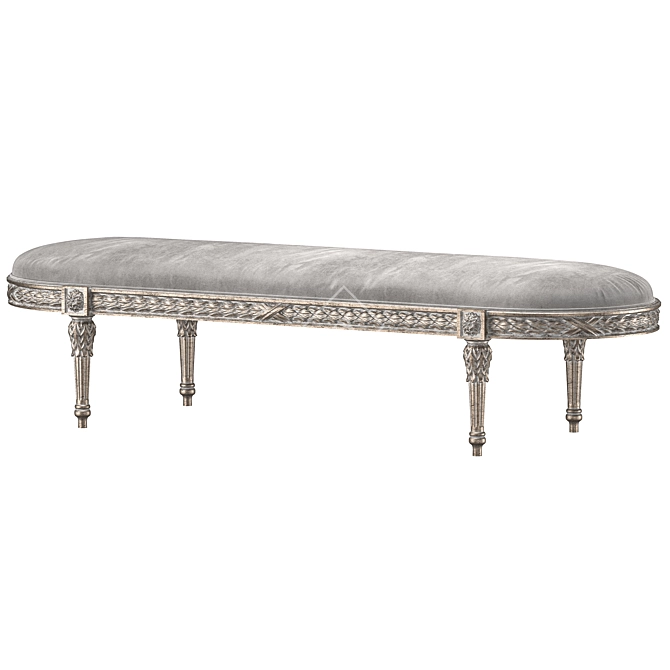 Elegant Curved Bench Sculpture 3D model image 2