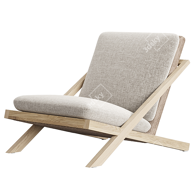 Modern Teak Outdoor Lounger 3D model image 1