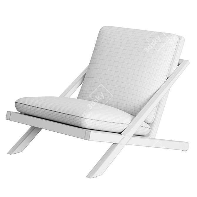 Modern Teak Outdoor Lounger 3D model image 3