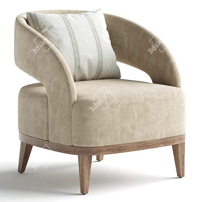 Elegant Bolero Upholstered Chair, 3D Model 3D model image 4