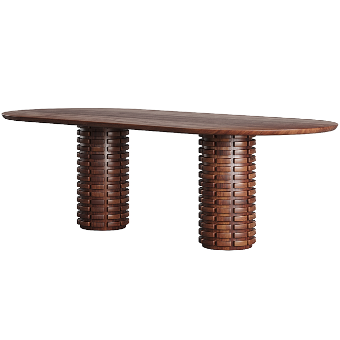 African-Inspired Oval Dining Table 3D model image 1