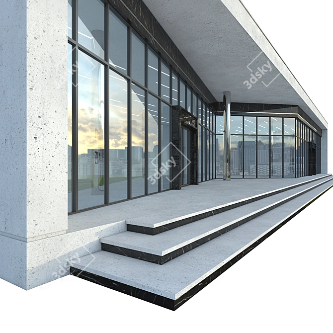 Highly Detailed Modern Commercial Building 3D model image 3