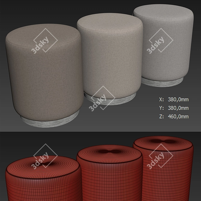 Camden Brass Base Stool 3D model image 4