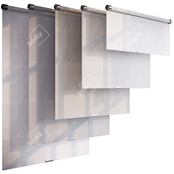 Linen Tulle Roll-Up Blinds 3D model image 1