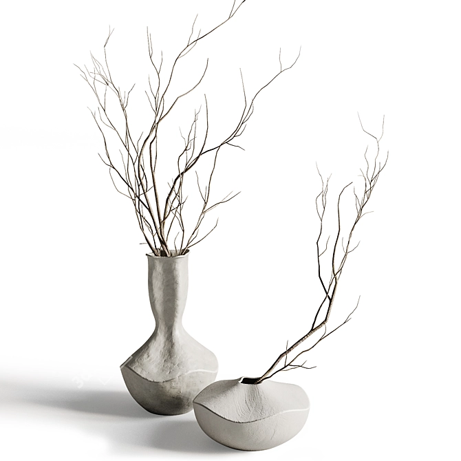 Elegant Vases with Branches 3D model image 1