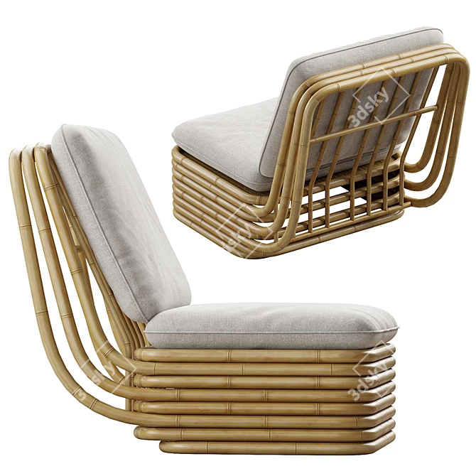 Bohemian 72 Modern Armchair 3D model image 6