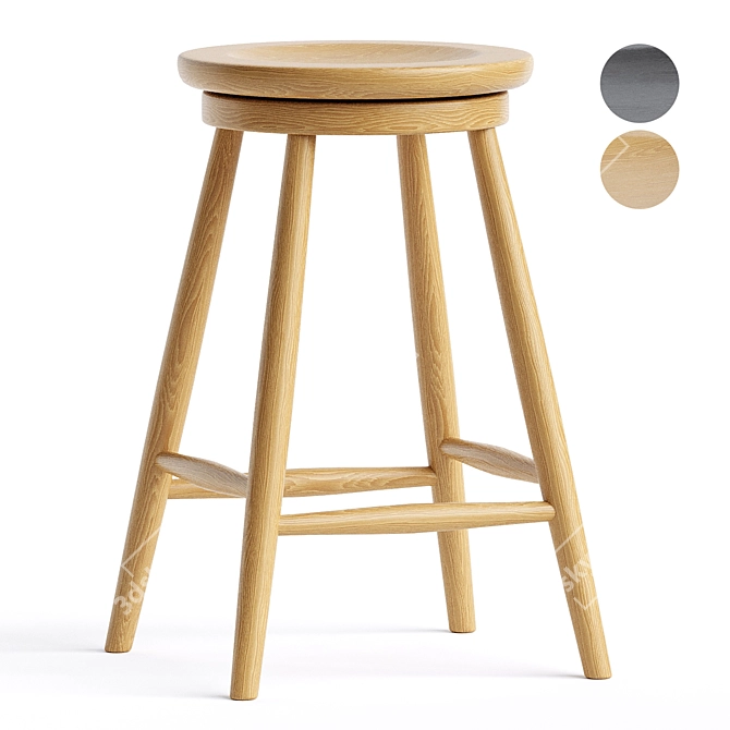 Rustic Charm with Haskin Stool 3D model image 1