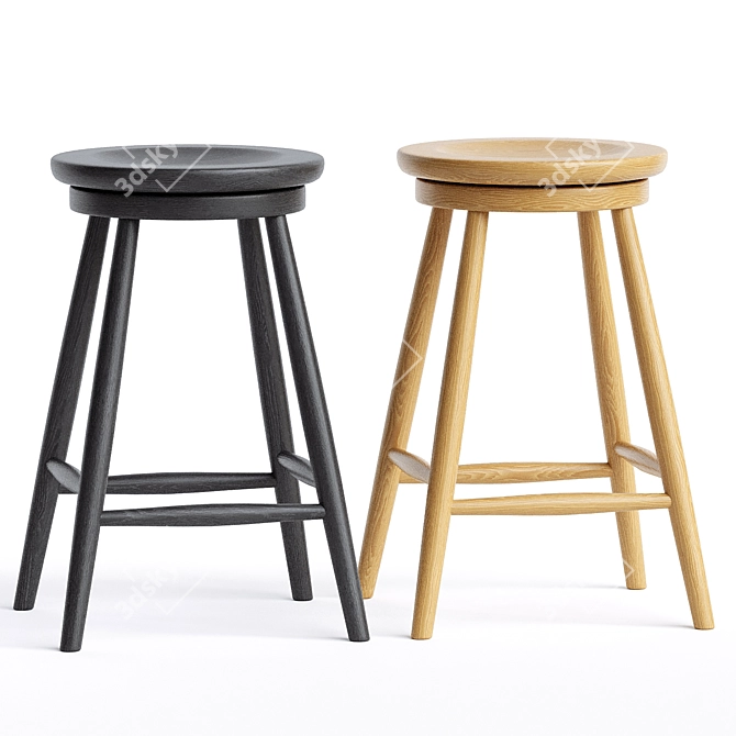 Rustic Charm with Haskin Stool 3D model image 3