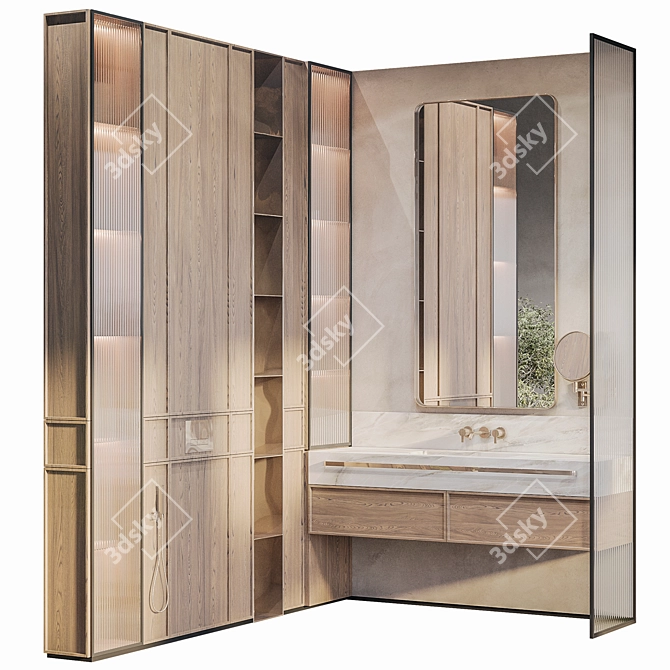 Designer Bathroom Furniture Set 3D model image 1