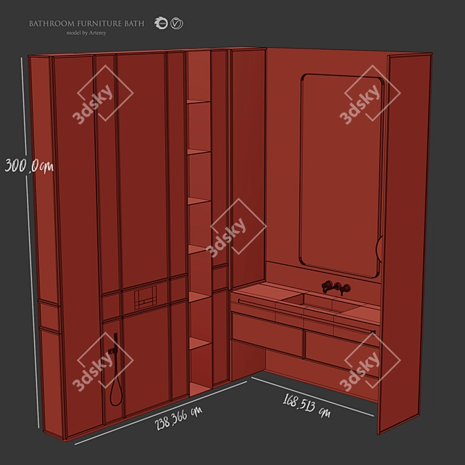 Designer Bathroom Furniture Set 3D model image 3