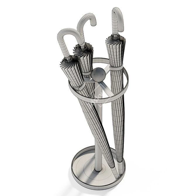 Stylish Steel Umbrella Holder Stand 3D model image 6