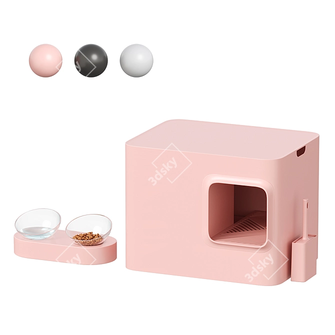 Pet Accessories Set in 3 Colors 3D model image 1