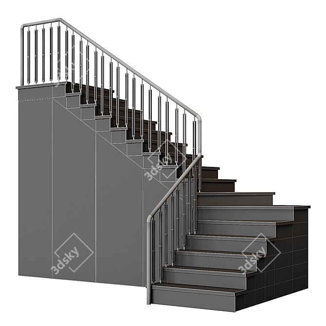 Modern Staircase Set 300cm Height 3D model image 5