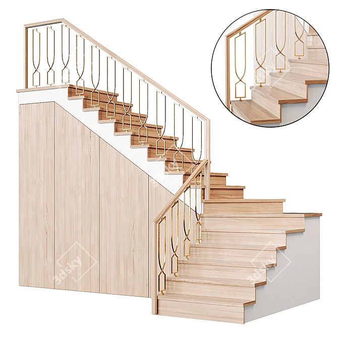 Modern Staircase 25: Customizable Design 3D model image 1