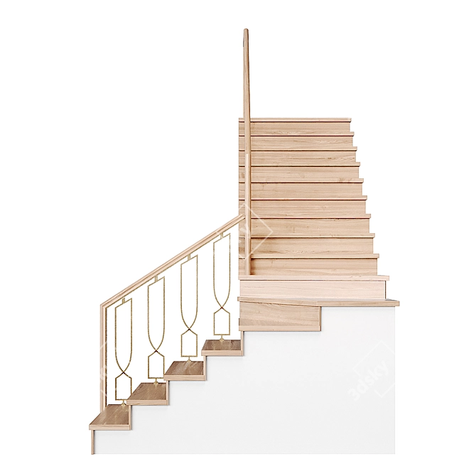 Modern Staircase 25: Customizable Design 3D model image 3