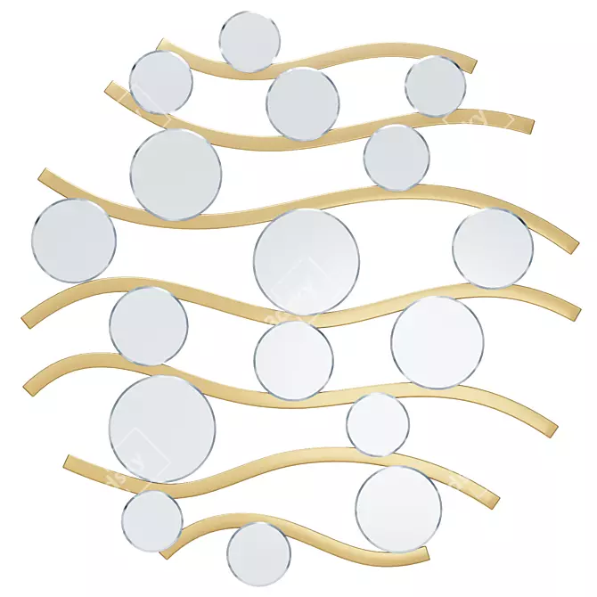 Golden Onda Wall Mirror 3D model image 1